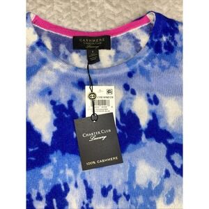 New‎ Tags Charter Club Cashmere Tie-Dyed Sweater Small Blue Bright Bold